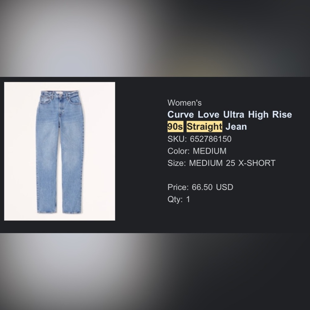 Abercrombieie curve love straight jeans